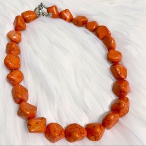 African Handmade orange turquoise Gem Choker